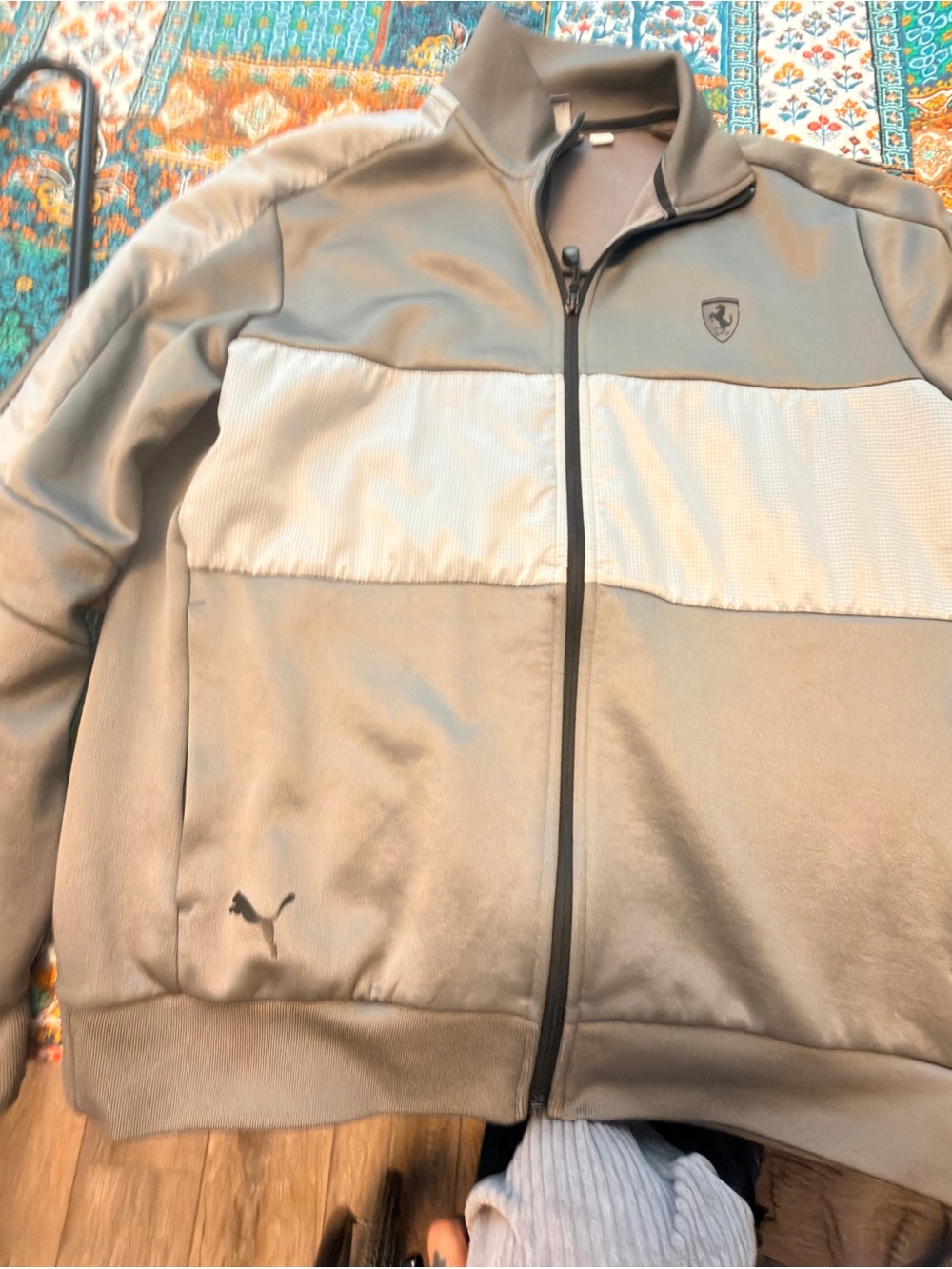 Jordan Men's Light Gray and White Lightweight Zip Jacket puma